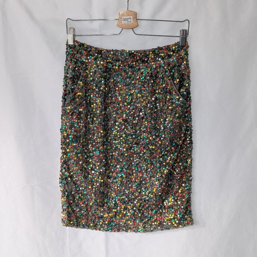 Anthropologie Sequin Pencil Skirt - Carnation Lily Lily Rose, Multicolored Sz 4